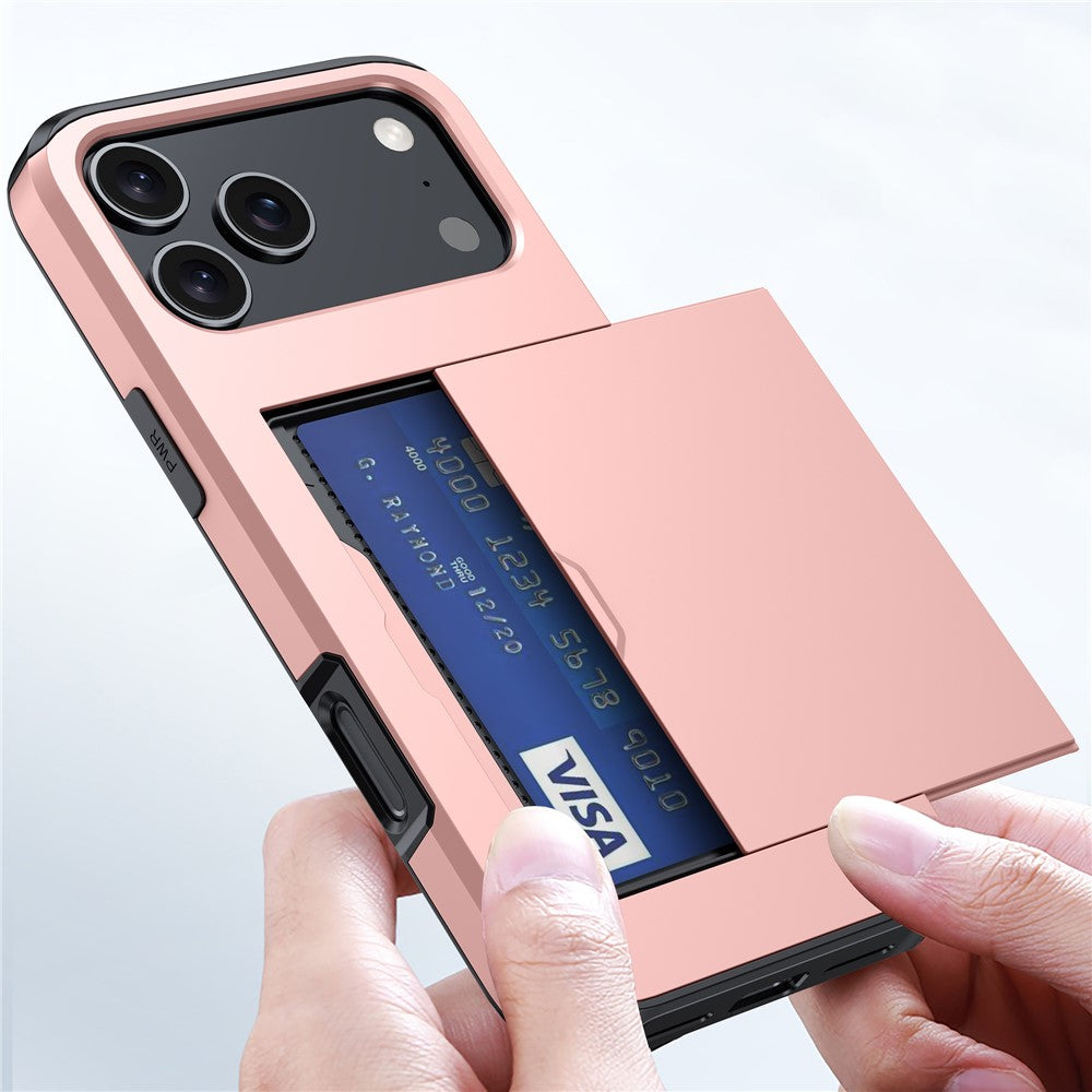 For iPhone 17 Pro Max Case Card Holder TPU + PC Phone Back Cover
