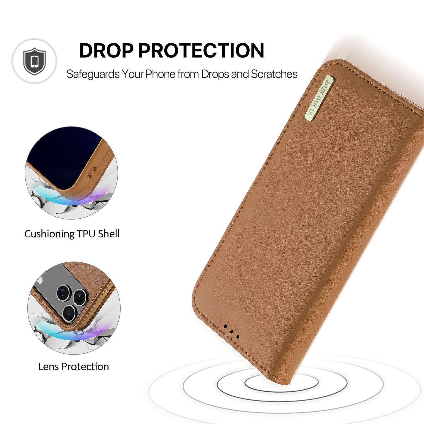 For iPhone 17 Pro Max Case DUX DUCIS Hivo Series Cowhide Leather RFID Blocking Wallet Stand Flip Phone Cover