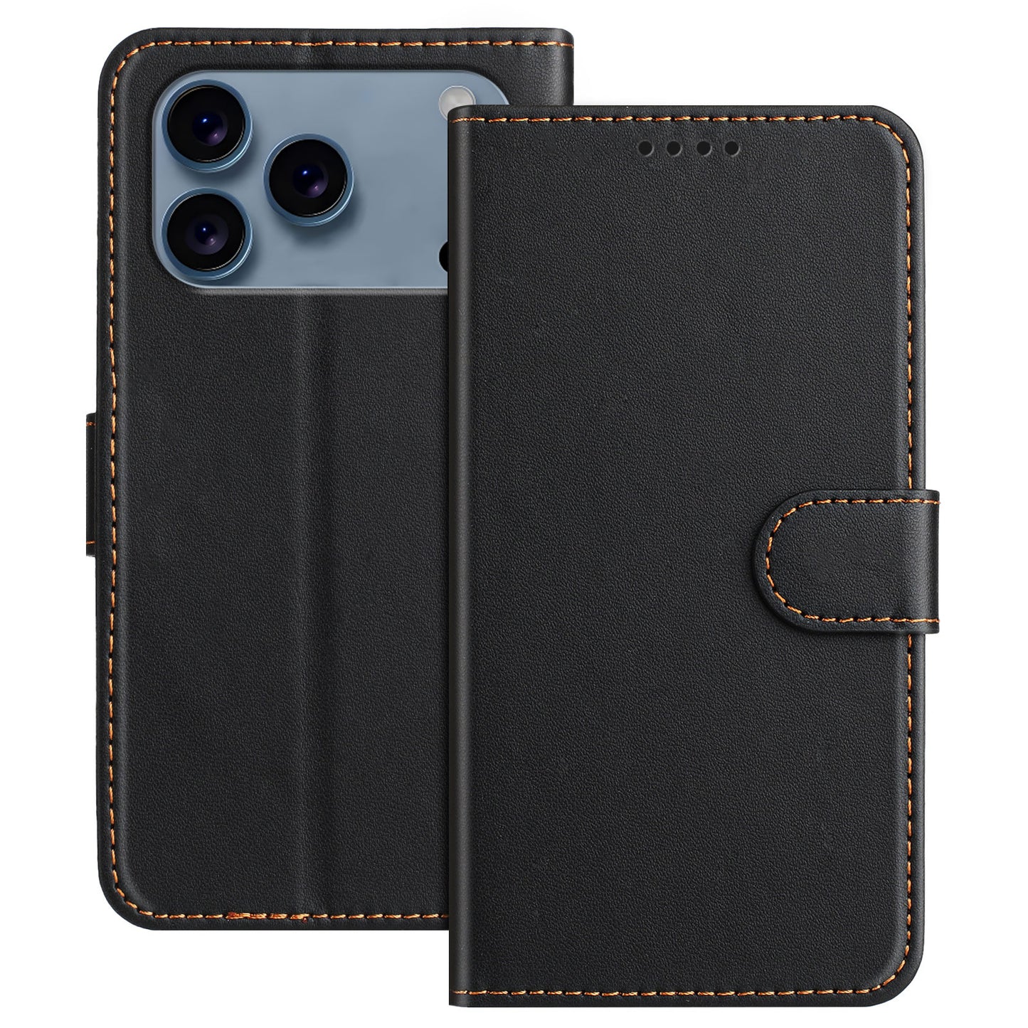 For iPhone 17 Pro Max Leather Case Wallet Stand Solid Color Anti Drop Phone Cover
