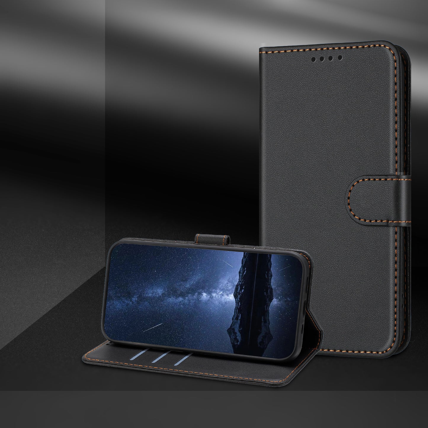 For iPhone 17 Pro Max Leather Case Wallet Stand Solid Color Anti Drop Phone Cover