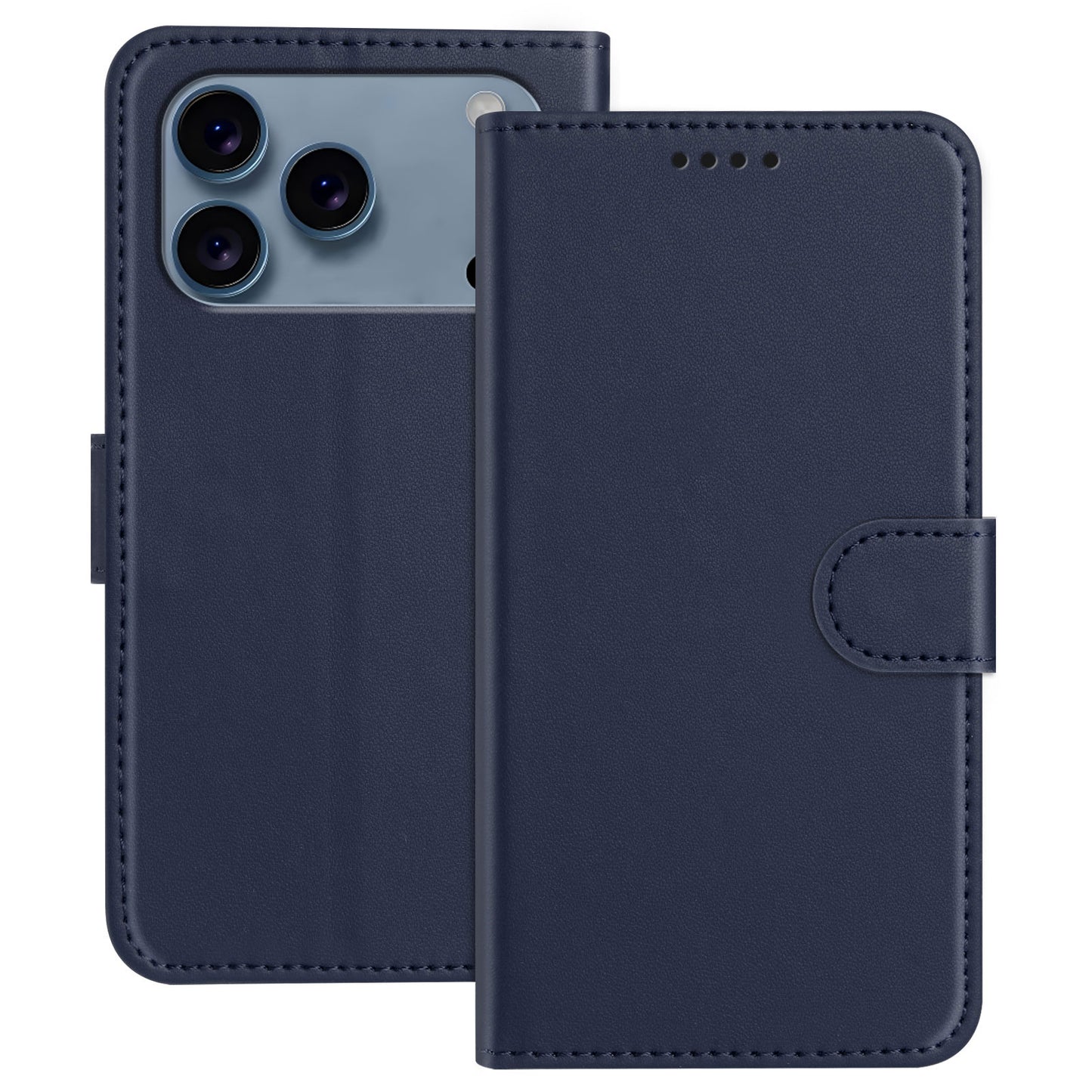 For iPhone 17 Pro Max Leather Case Wallet Stand Solid Color Anti Drop Phone Cover