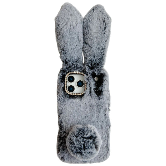 For iPhone 17 Pro Max Case Plush Cute Bunny Winter Fluffy TPU Phone Cover