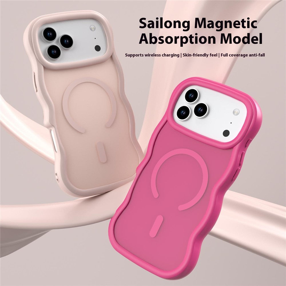For iPhone 17 Pro Max Case Compatible with MagSafe TPU + PC Phone Back Cover Skin Touch Wave Shape