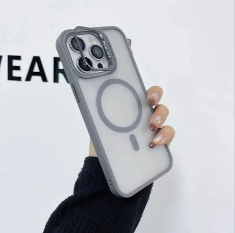 Magnetic Lens Stand Silicone Phone Case