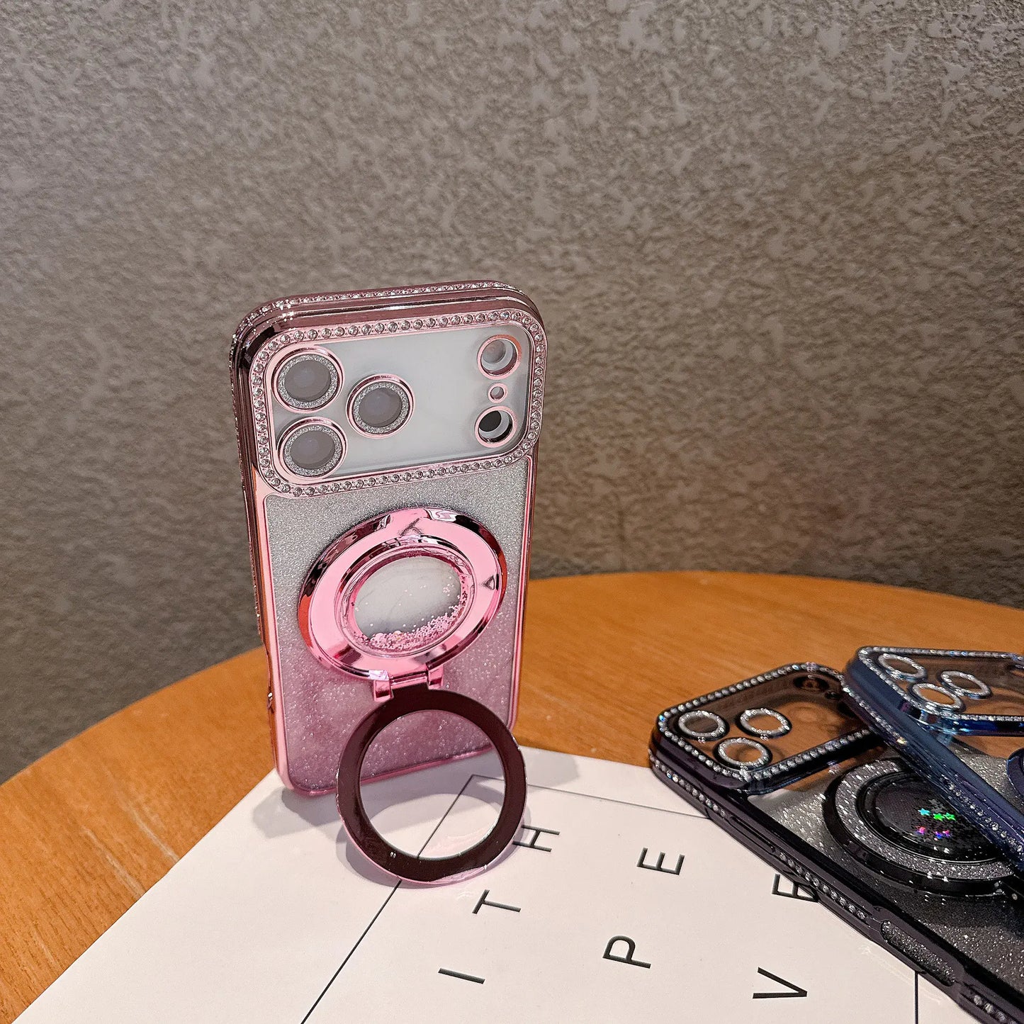 Diamond Magnetic Glitter iPhone Case with Stand