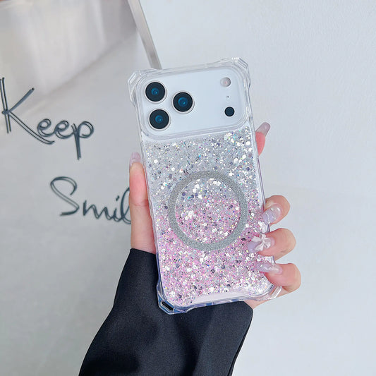 Glitter Magnetic TPU iPhone Case, Drop-Resistant