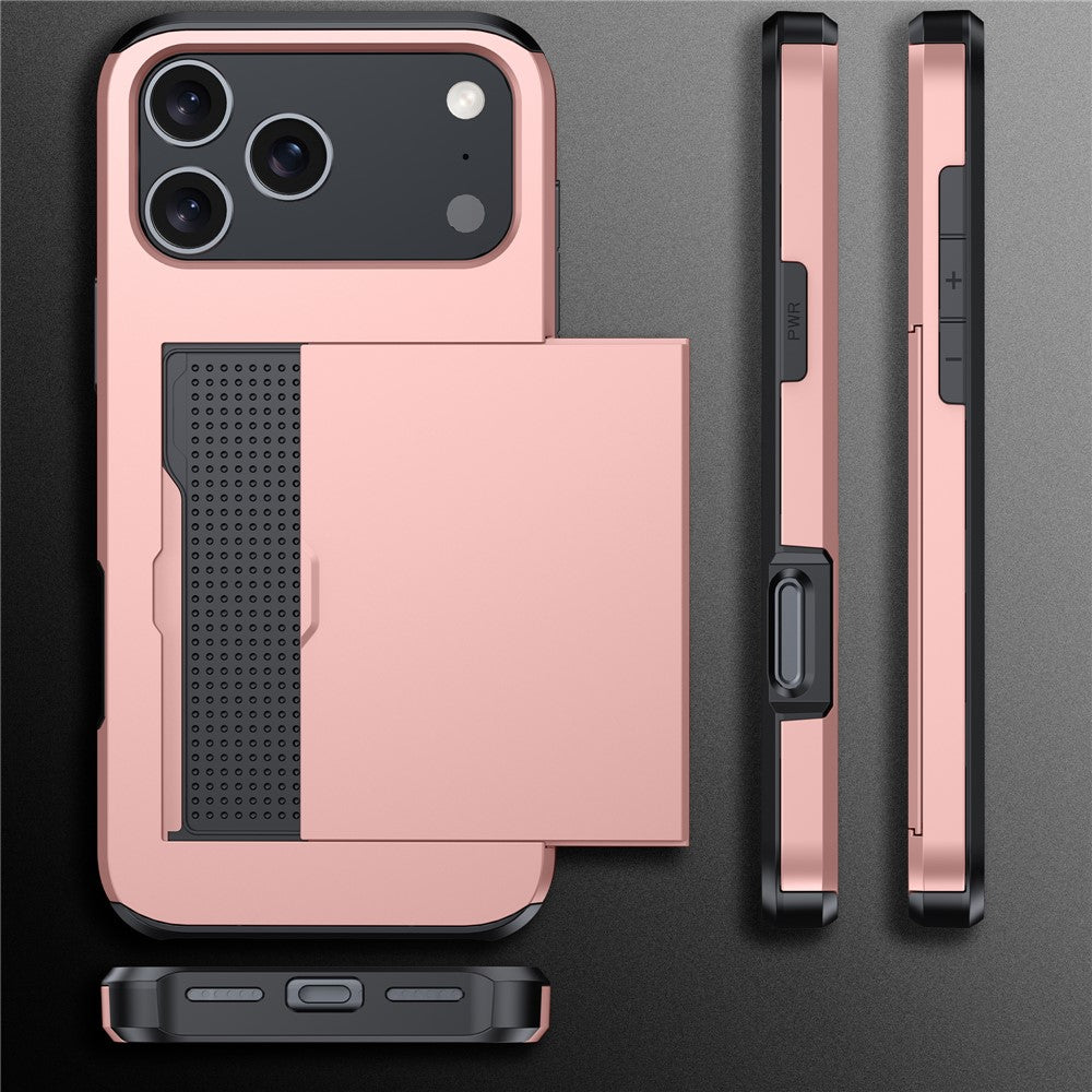 For iPhone 17 Pro Max Case Card Holder TPU + PC Phone Back Cover