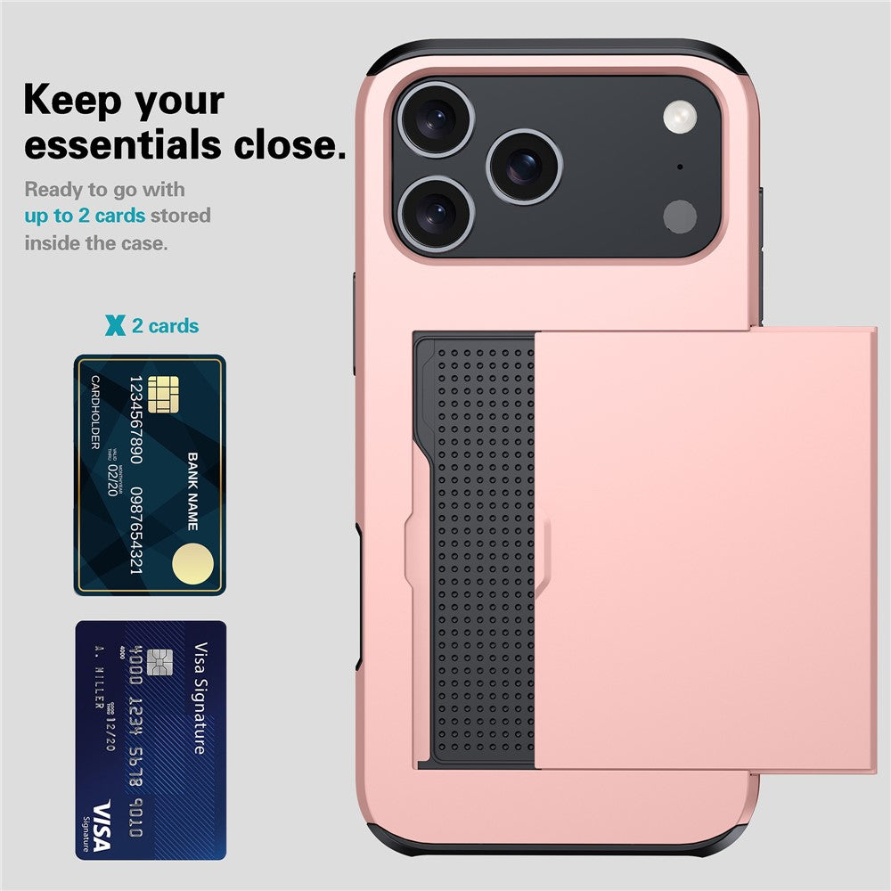 For iPhone 17 Pro Max Case Card Holder TPU + PC Phone Back Cover