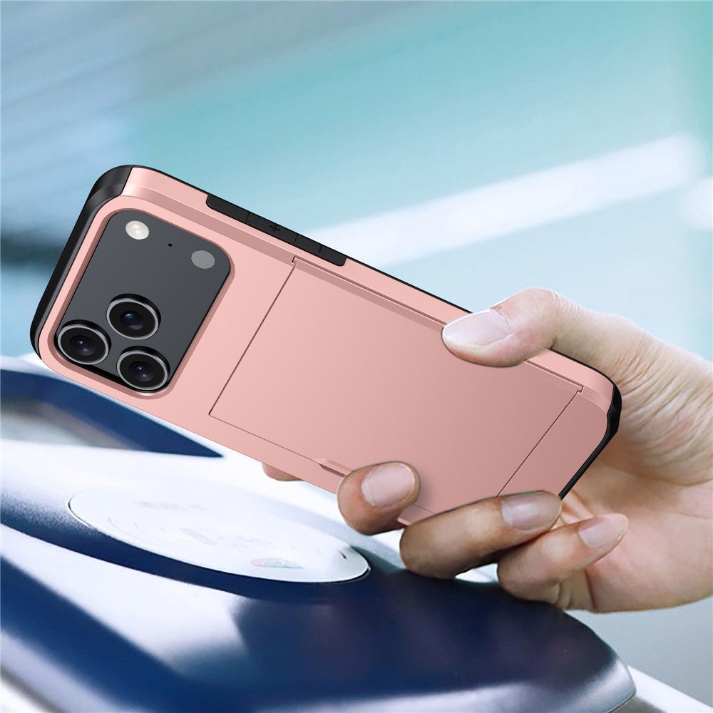 For iPhone 17 Pro Max Case Card Holder TPU + PC Phone Back Cover