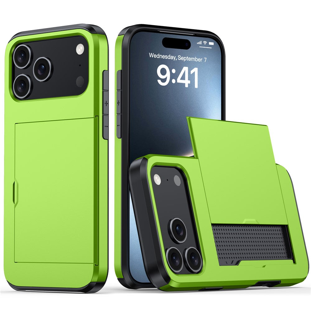 For iPhone 17 Pro Max Case Card Holder TPU + PC Phone Back Cover