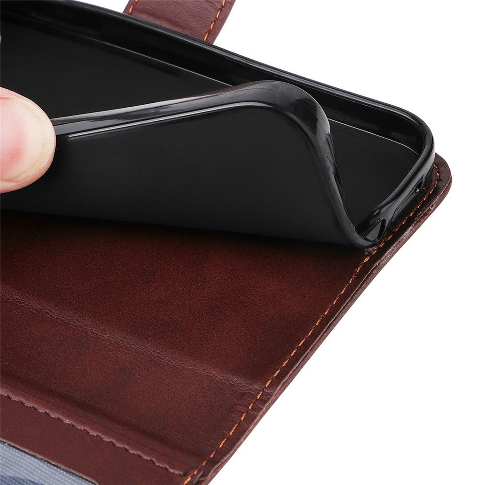 ENKAY HAT PRINCE For iPhone 17 Pro Max Wallet Case Calf Texture Leather Phone Stand Cover with Thick Adhesive Screen Film  /  Strap