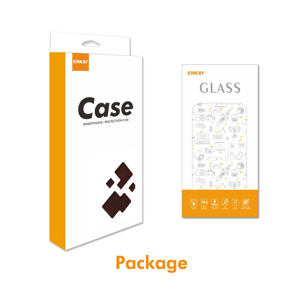ENKAY HAT PRINCE For iPhone 17 Pro Max Wallet Case Calf Texture Leather Phone Stand Cover with Thick Adhesive Screen Film  /  Strap