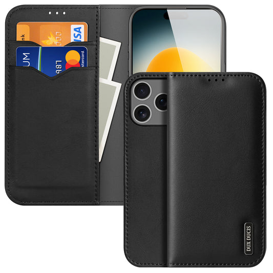 For iPhone 17 Pro Max Case DUX DUCIS Hivo Series Cowhide Leather RFID Blocking Wallet Stand Flip Phone Cover