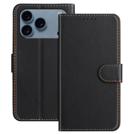 For iPhone 17 Pro Max Leather Case Wallet Stand Solid Color Anti Drop Phone Cover