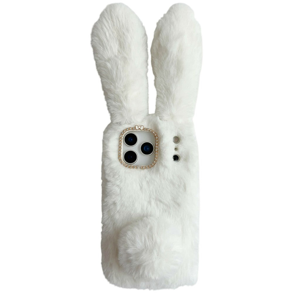 For iPhone 17 Pro Max Case Plush Cute Bunny Winter Fluffy TPU Phone Cover