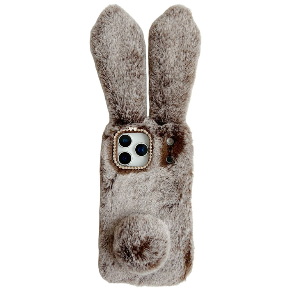 For iPhone 17 Pro Max Case Plush Cute Bunny Winter Fluffy TPU Phone Cover