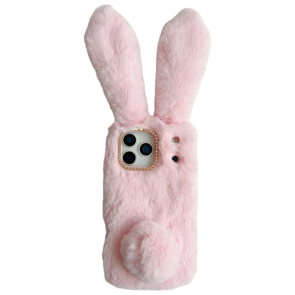 For iPhone 17 Pro Max Case Plush Cute Bunny Winter Fluffy TPU Phone Cover
