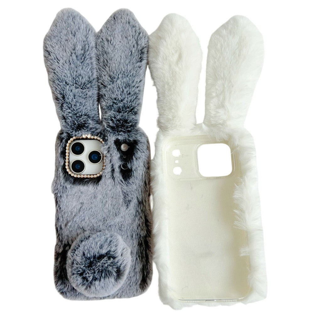 For iPhone 17 Pro Max Case Plush Cute Bunny Winter Fluffy TPU Phone Cover