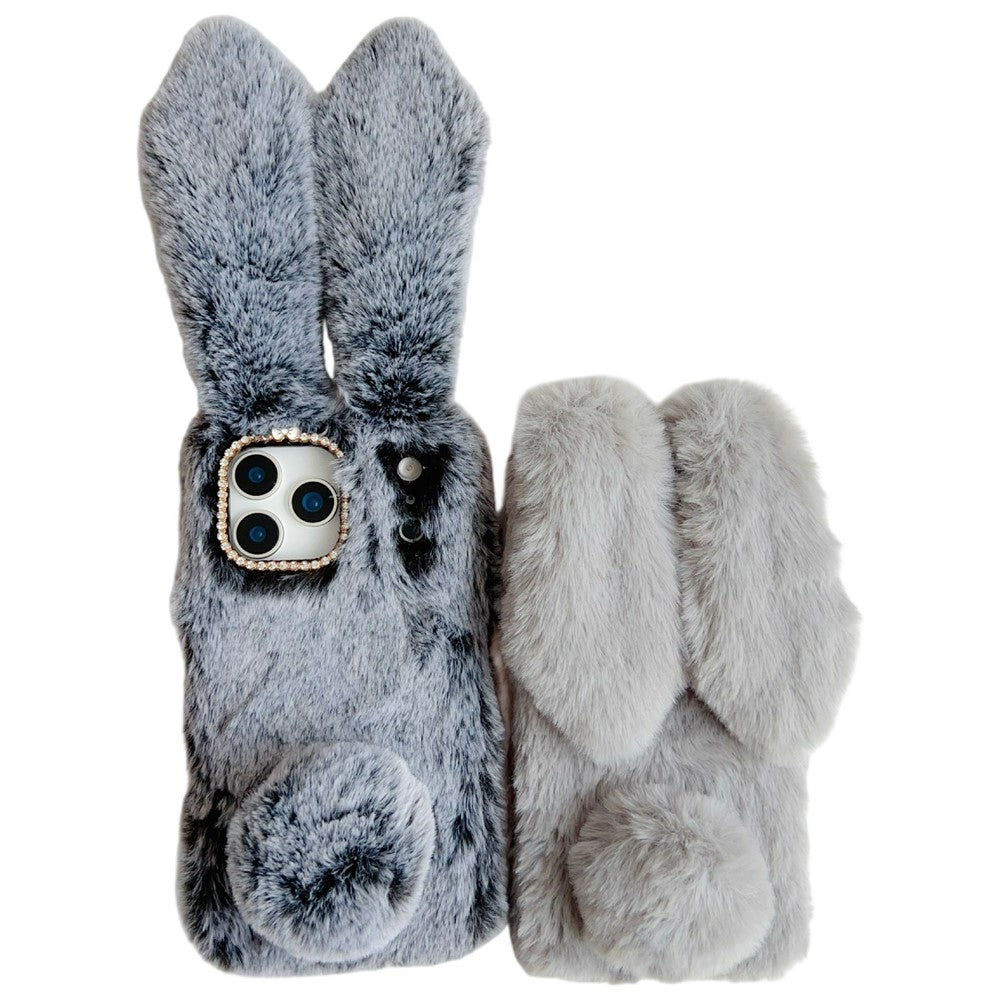 For iPhone 17 Pro Max Case Plush Cute Bunny Winter Fluffy TPU Phone Cover