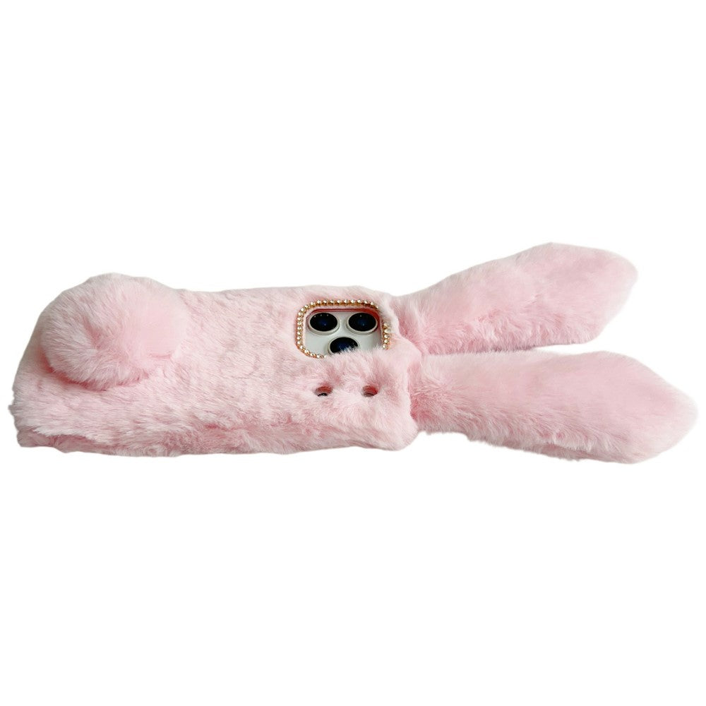 For iPhone 17 Pro Max Case Plush Cute Bunny Winter Fluffy TPU Phone Cover