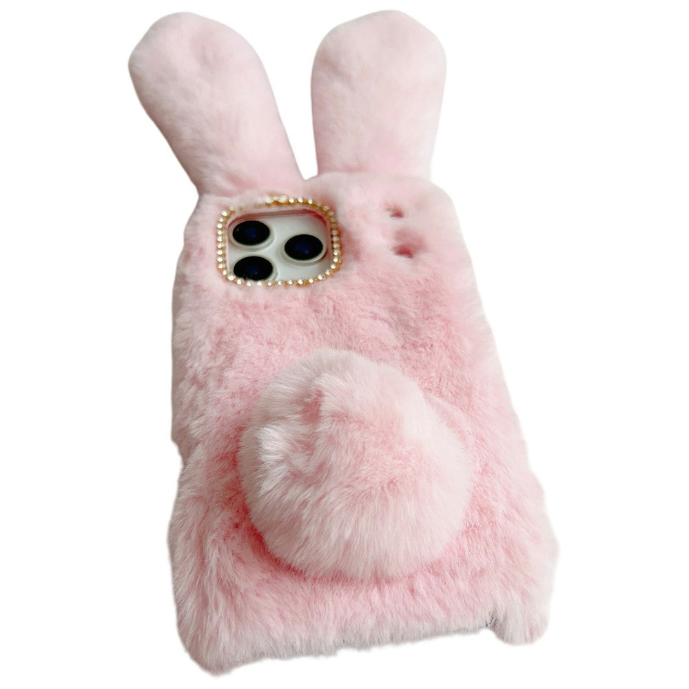 For iPhone 17 Pro Max Case Plush Cute Bunny Winter Fluffy TPU Phone Cover