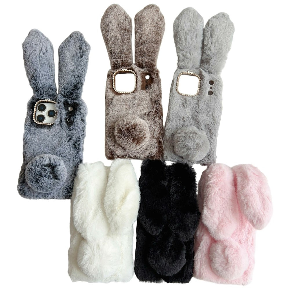 For iPhone 17 Pro Max Case Plush Cute Bunny Winter Fluffy TPU Phone Cover