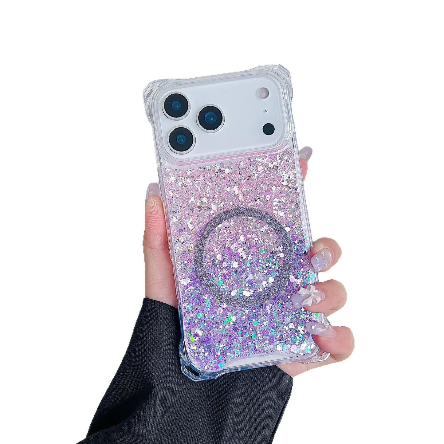 Glitter Magnetic TPU iPhone Case, Drop-Resistant