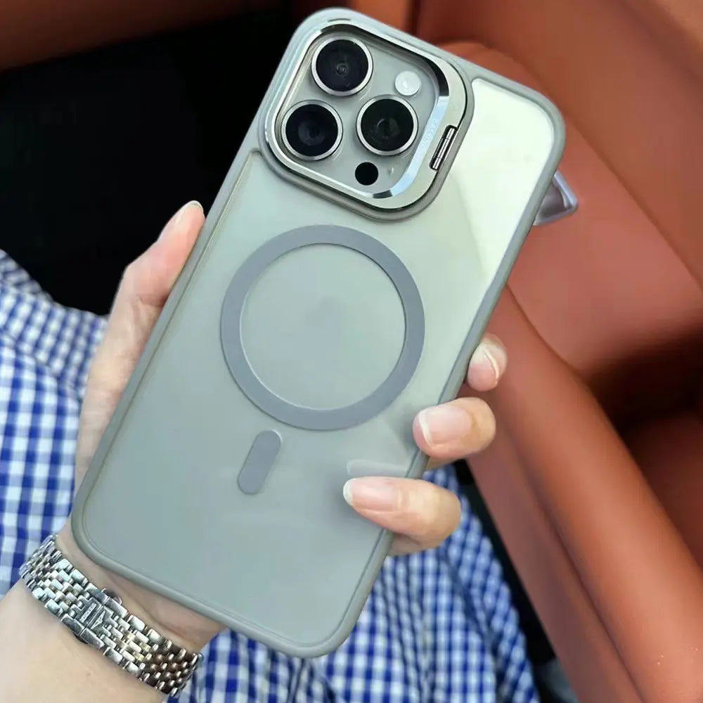 Magnetic iPhone Case with Stand & Lens Protector