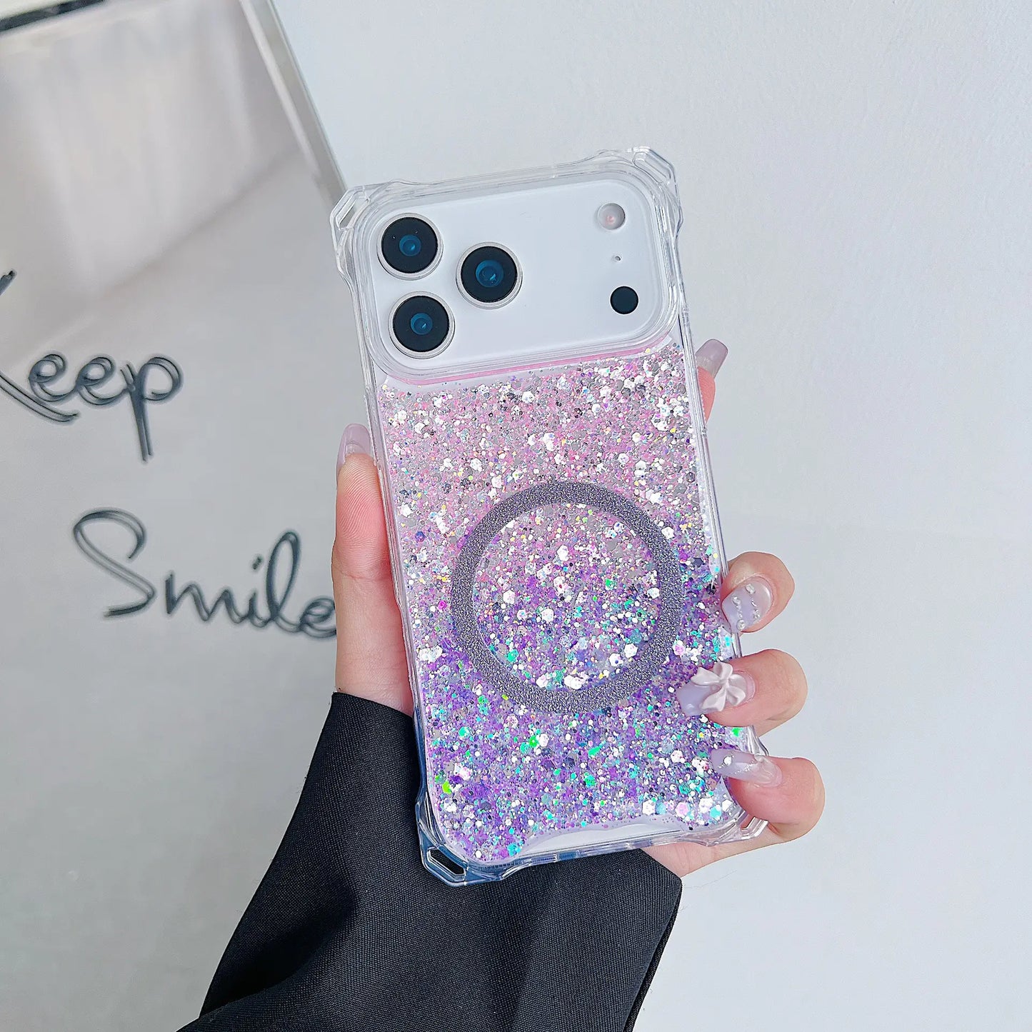 Glitter Magnetic TPU iPhone Case, Drop-Resistant