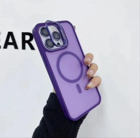 Magnetic Lens Stand Silicone Phone Case