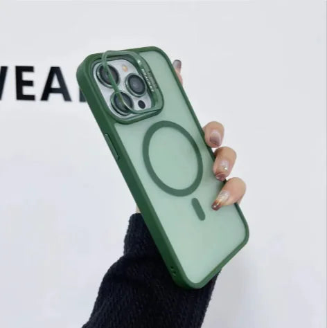 Magnetic Lens Stand Silicone Phone Case