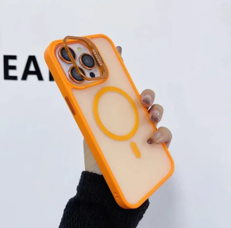 Magnetic Lens Stand Silicone Phone Case