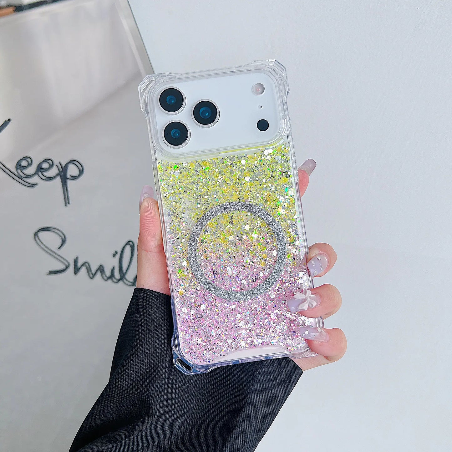 Glitter Magnetic TPU iPhone Case, Drop-Resistant
