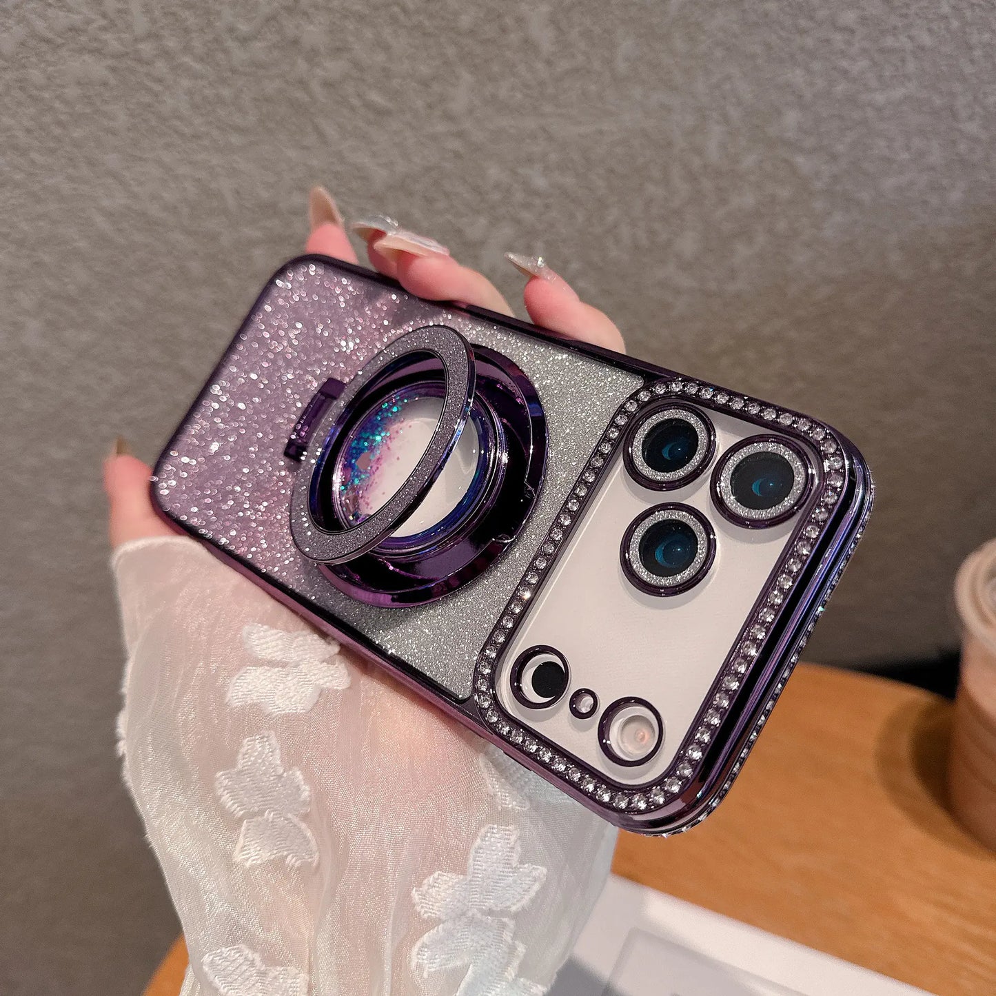 Diamond Magnetic Glitter iPhone Case with Stand