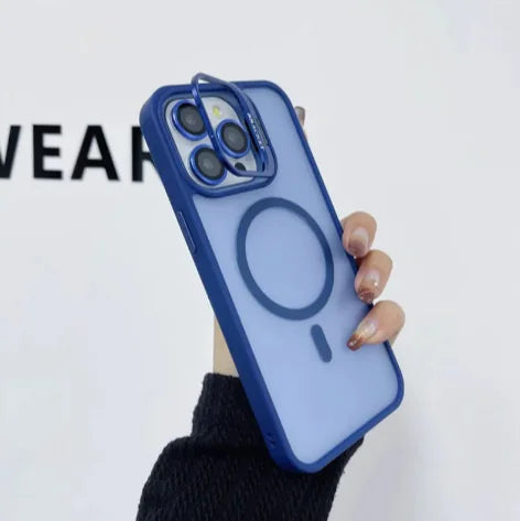Magnetic Lens Stand Silicone Phone Case
