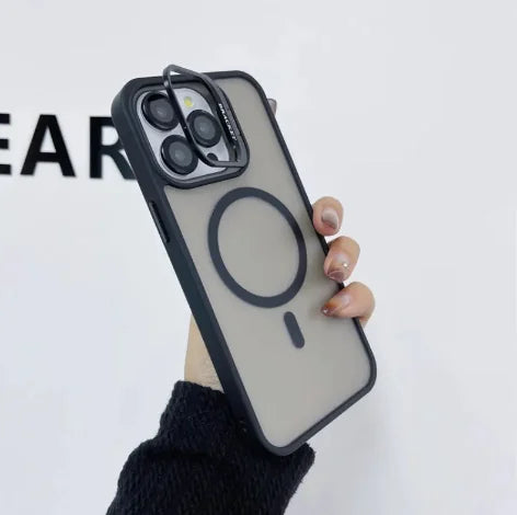 Magnetic Lens Stand Silicone Phone Case