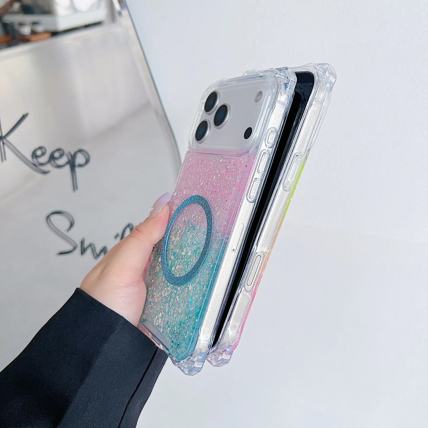 Glitter Magnetic TPU iPhone Case, Drop-Resistant