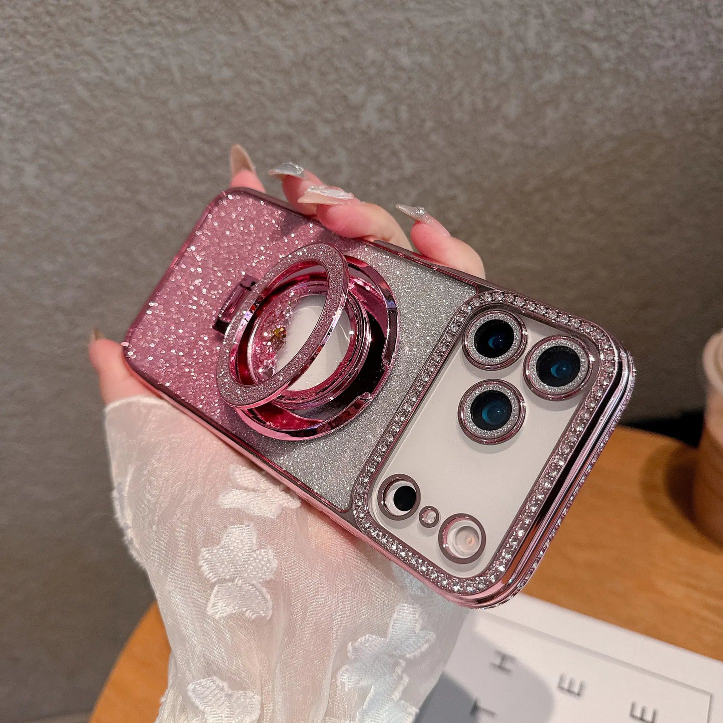 Diamond Magnetic Glitter iPhone Case with Stand