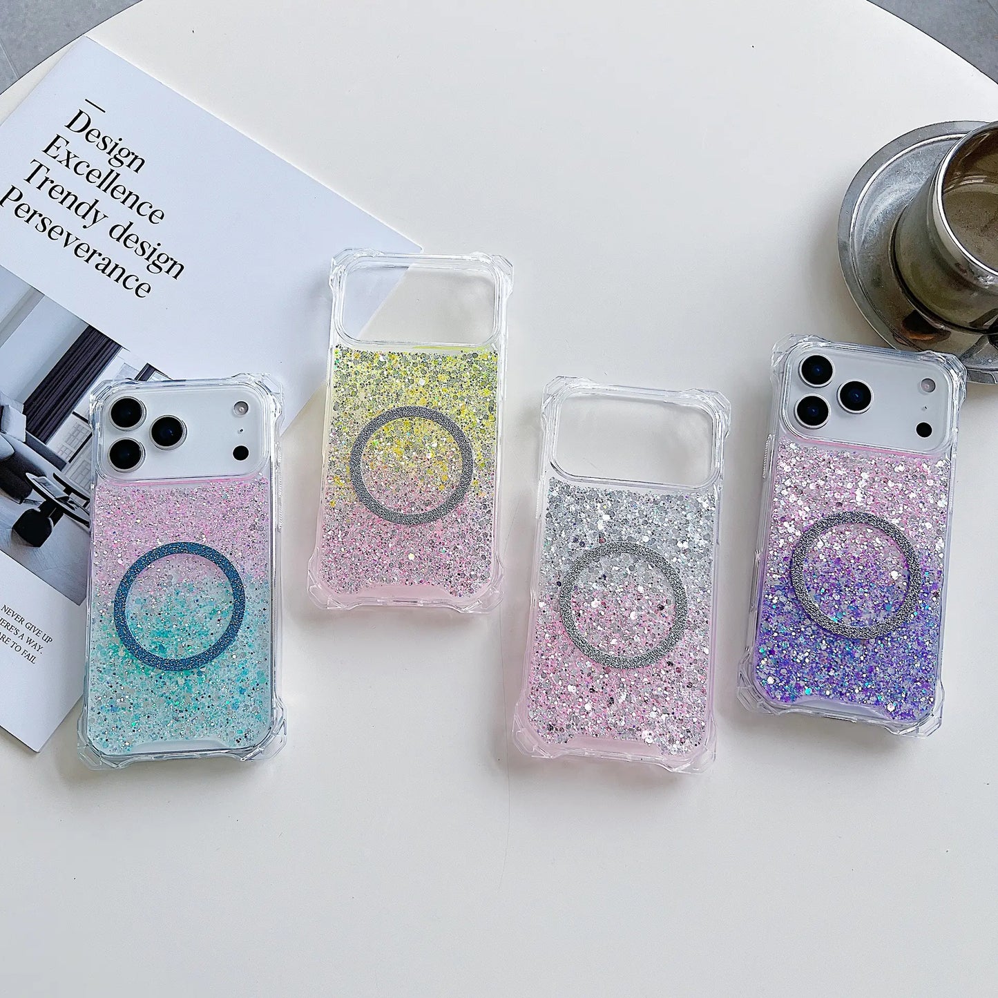 Glitter Magnetic TPU iPhone Case, Drop-Resistant
